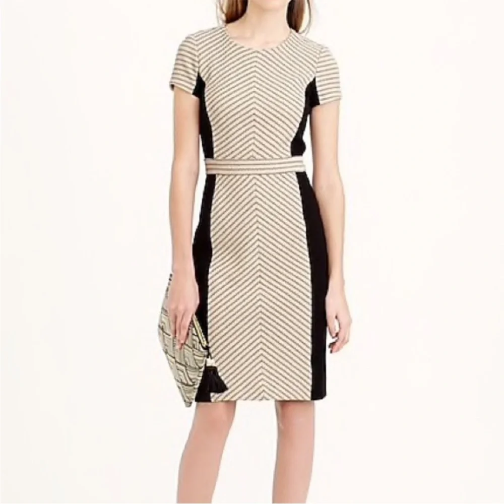 J Crew Tweed Dress Tan Black Size 6